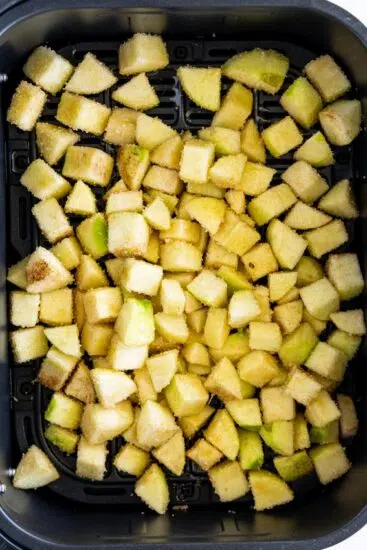 Apples in air fryer basket