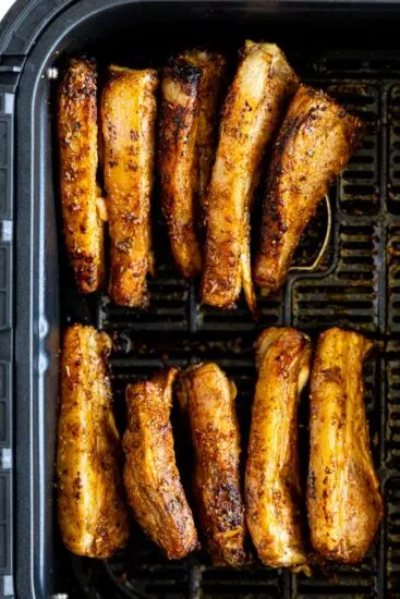 Lamb chops in air fryer basket