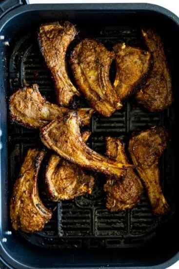 Lamb chops in air fryer basket