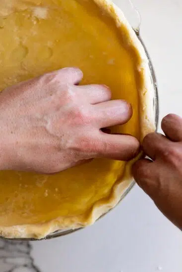 Pie dough crimped edges