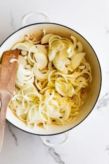 Onions in braiser