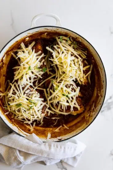 French onion chicken with gruyere cheese.