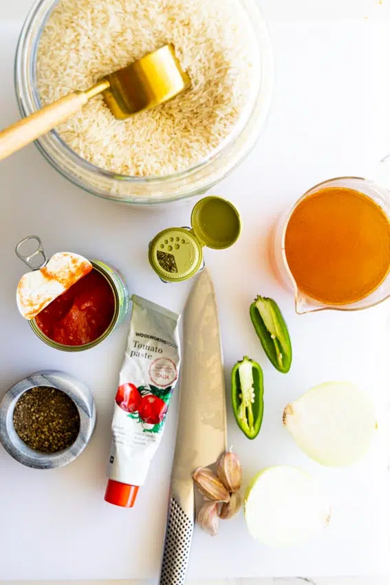 Ingredients for Instant Pot Spanish Rice
