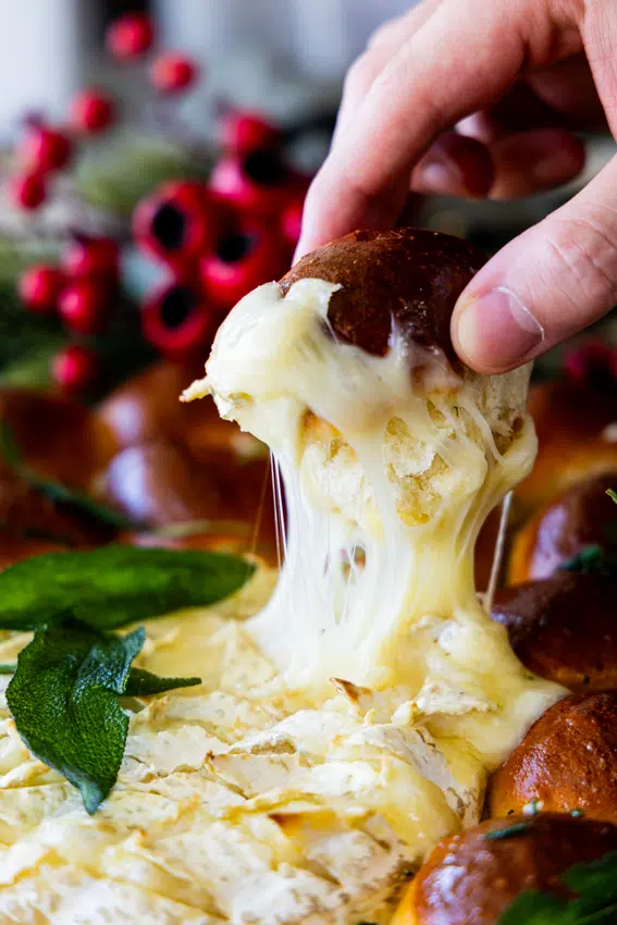 Gooey baked brie with bread