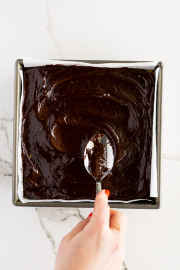 Spreading out chocolate ganache