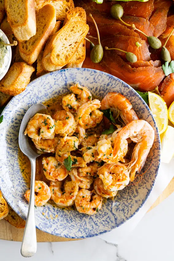 White wine garlic shrimp.