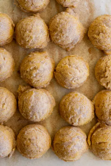 Snickerdoodles on baking sheet