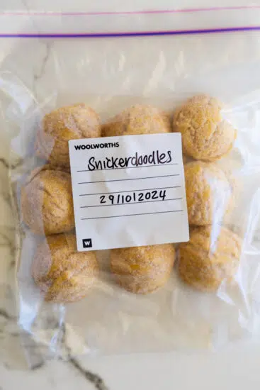 Snickerdoodles in freezer bag