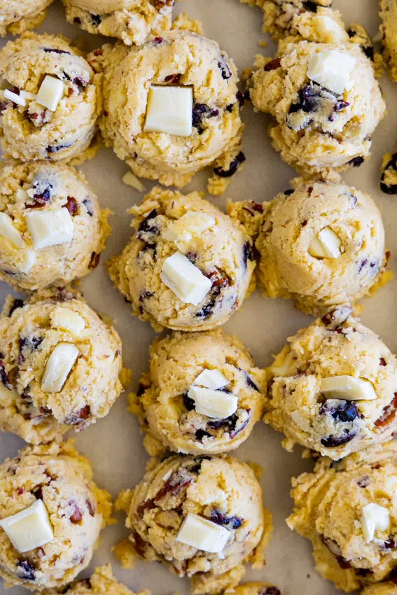 White chocolate cranberry cookie dough.