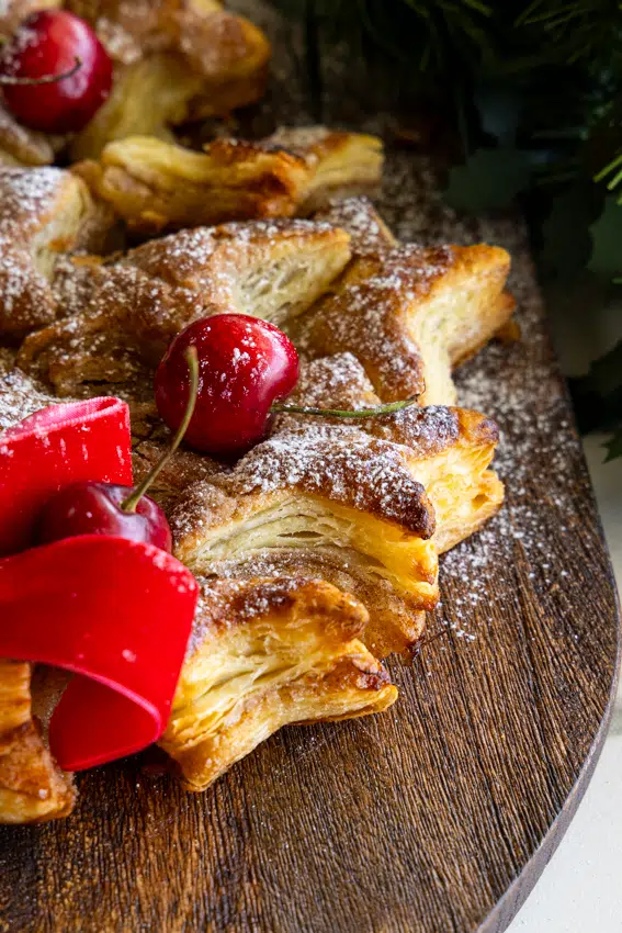 Flaky layers of puff pastry, cinnamon sugar and butter.