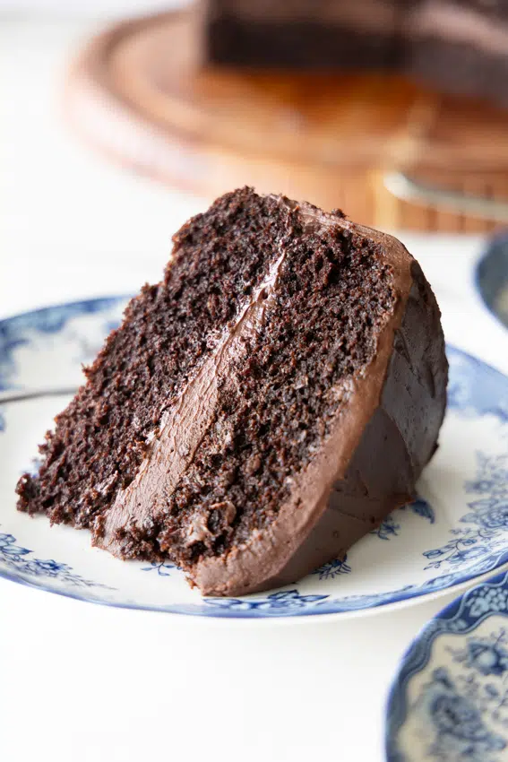 Easy Chocolate Cake with ganache frosting.