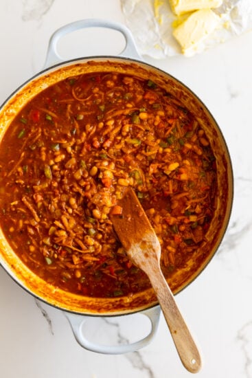 Chakalaka in a large pan.