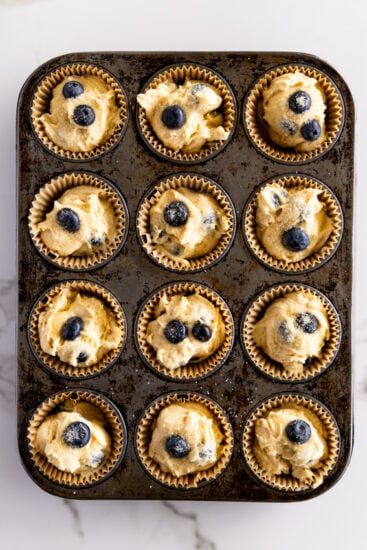 Unbaked blueberry muffins