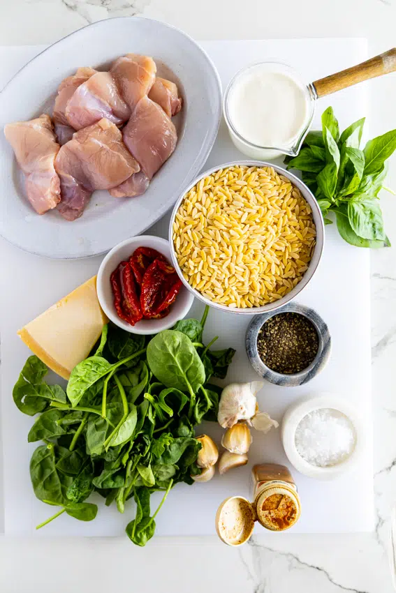 Ingredients for marry me chicken orzo