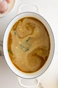 Stock poured into chicken soup base.