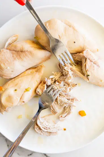 Shredded chicken breasts.