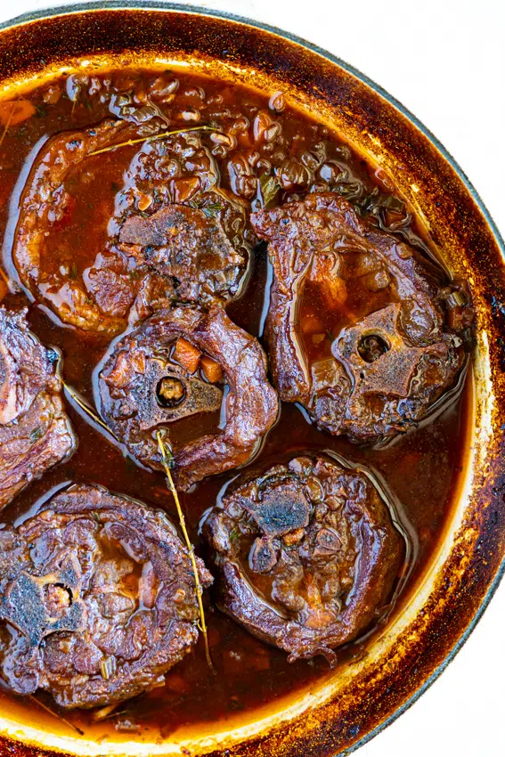 Slow braised lamb neck in red wine sauce.