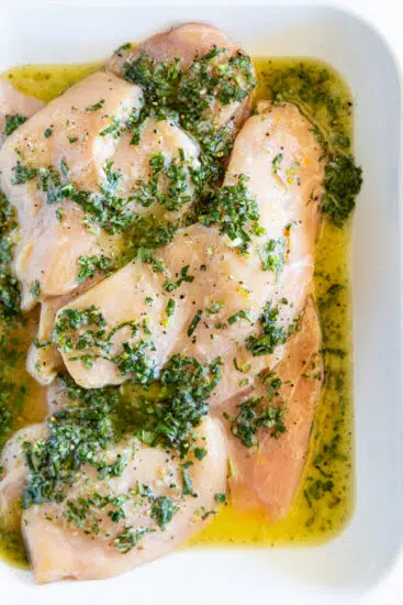 Marinated lemon basil chicken.