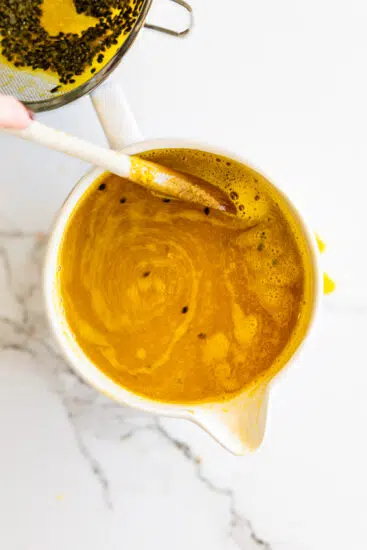 Passion fruit lemonade in jug.