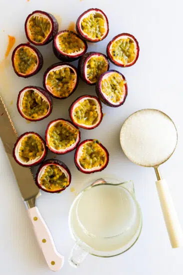 Ingredients for Passion Fruit Syrup.