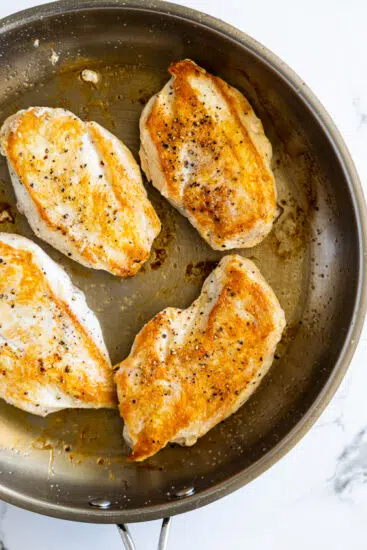 Seared chicken breasts.