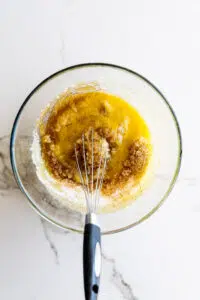Melted butter and sugar whisked together.