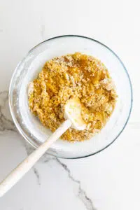 Chocolate Chunk Cookie batter stirred together.