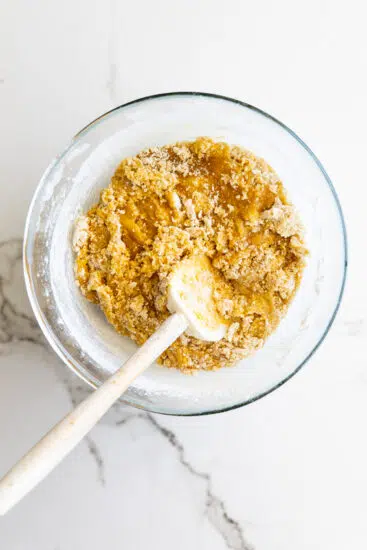 Chocolate Chunk Cookie batter stirred together.