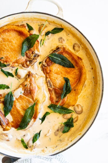 Pork Chops With Mushroom Gravy.