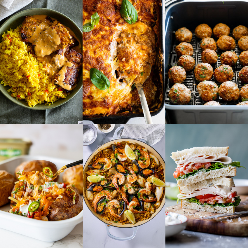 Collage image for a weekly meal plan.