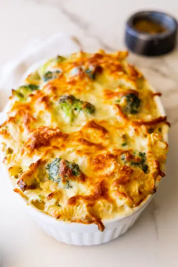 Baked Chicken and Broccoli Alfredo.