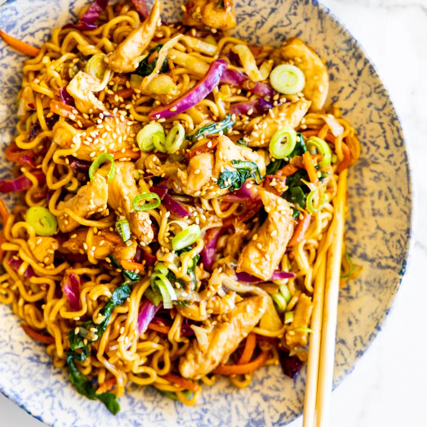Chicken Stir Fry with noodles and vegetables.
