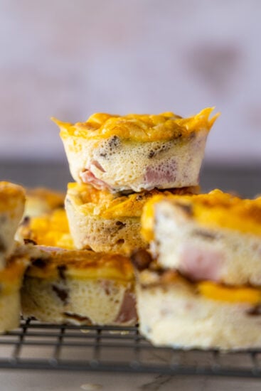 Cottage Cheese Egg Bites with ham and mushrooms.