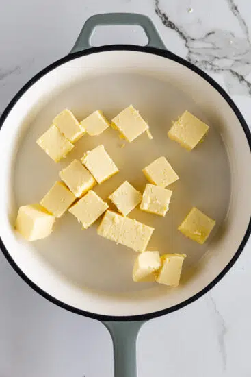 Cold butter in a pan.