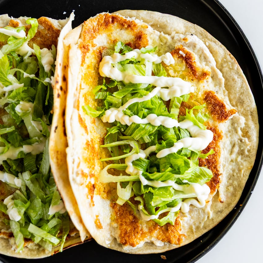 McChicken Smashed tacos with lettuce and mayo.