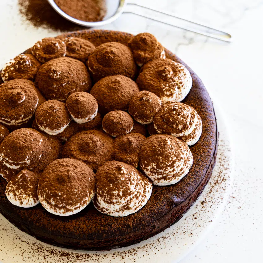 TIramisu flourless chocolate cake