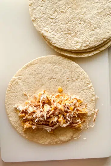 Chicken taquitos with filling.