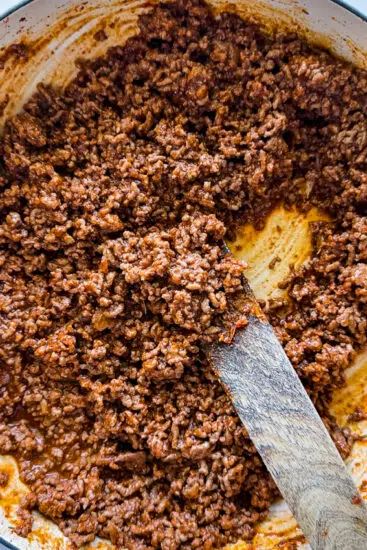 Taco Meat in pan.