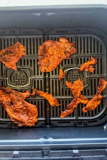 Rotisserie chicken skin crisped in air fryer.