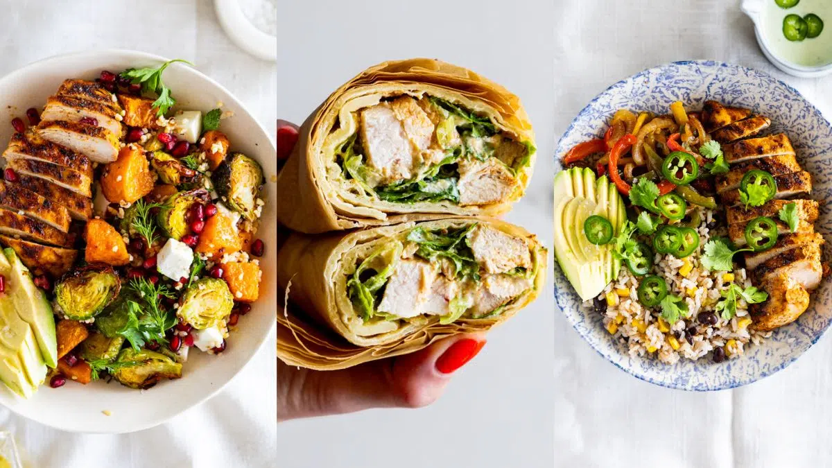 3 High Protein Lunches using 1 chicken recipe.