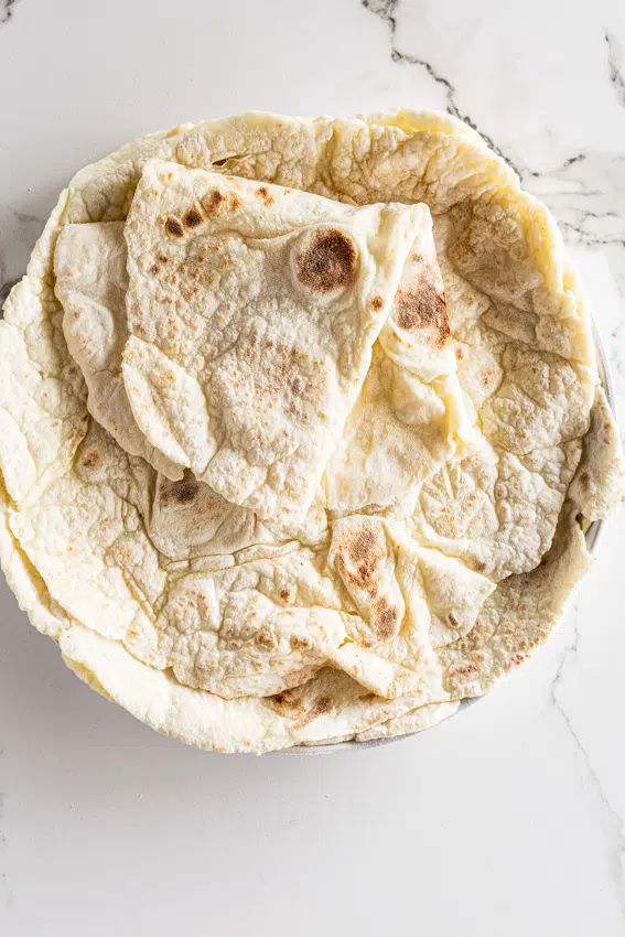 Cottage Cheese Tortillas on white marble surface