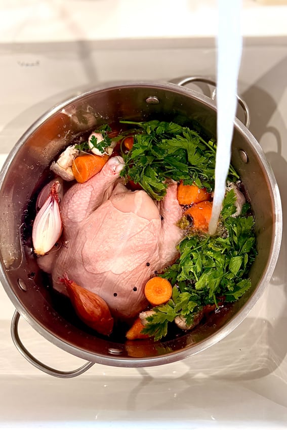 Chicken stock ingredients.