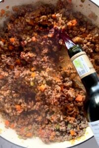 Red wine added to cottage pie filling.