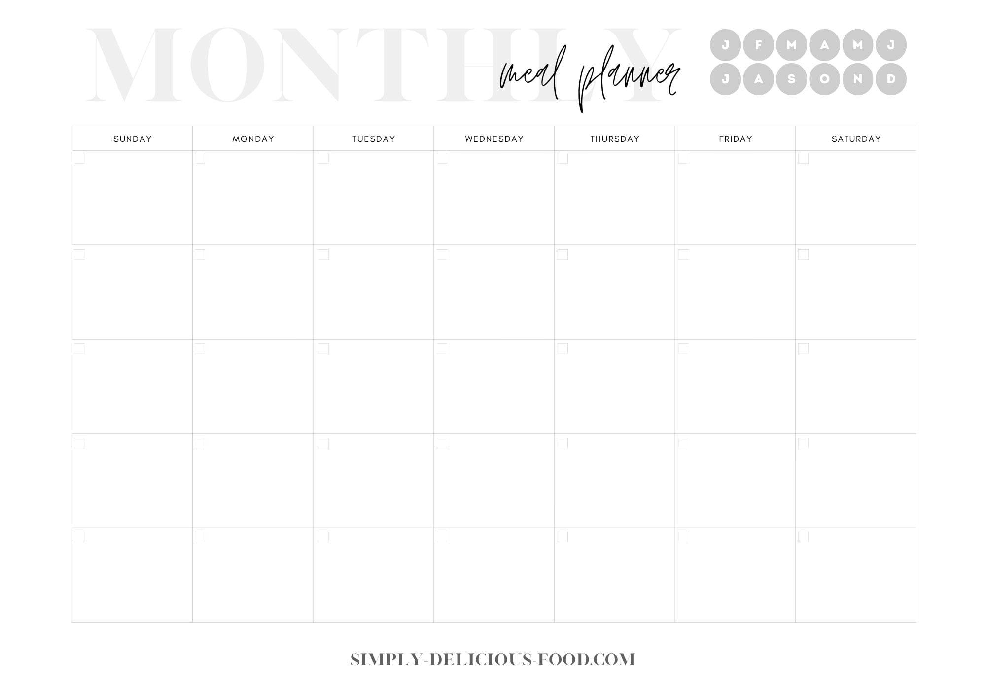 Monthly Meal Planner