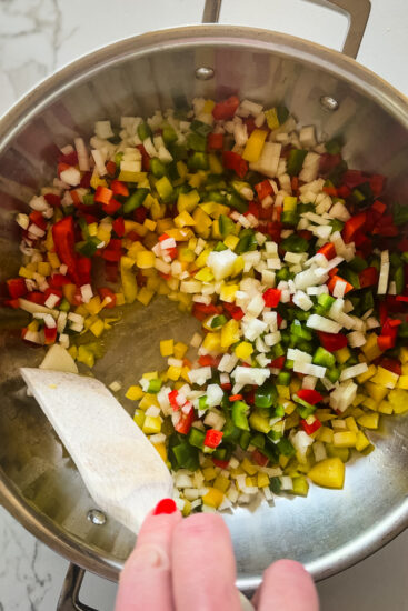 Peppers and onions sautéed.