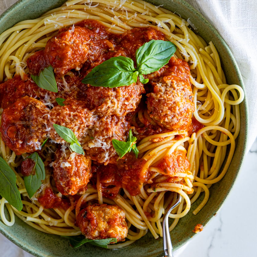 Pork Sausage Meatballs in Tomato Sauce