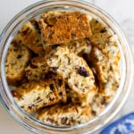 Seed and Nut Rusks in glass jar.