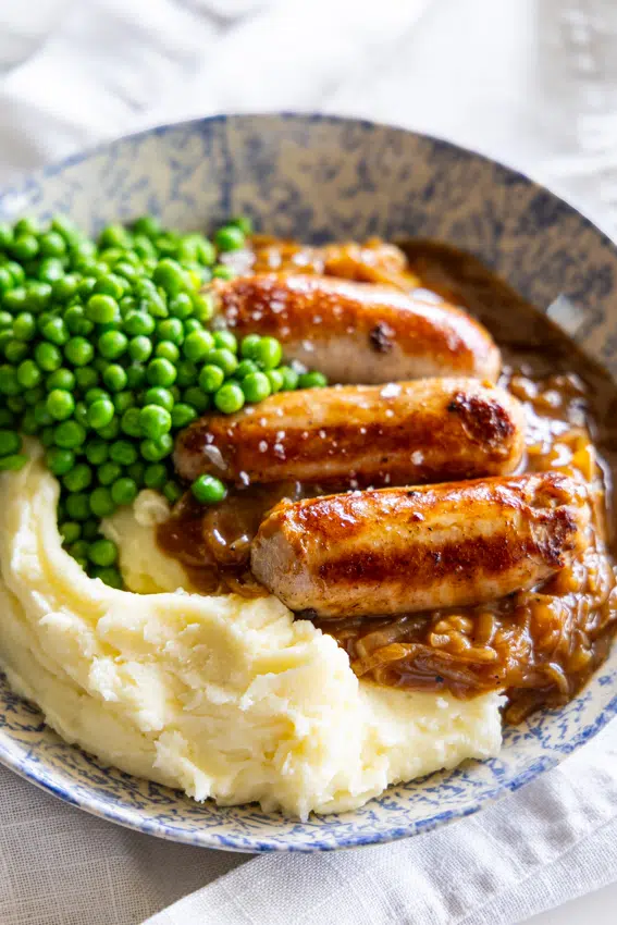 Bangers and Mash with Onion Gravy