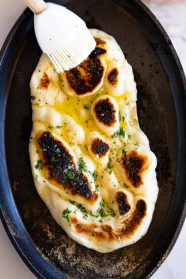 Naan brushed garlic butter.